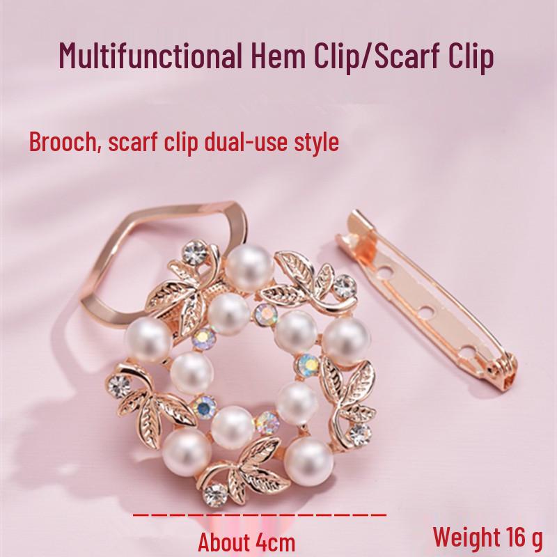 Korean Micro-Pave Pearl Brooch: High-End Floral Scarf Buckle & Corsage for a Luxurious Style