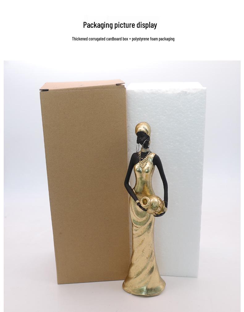 Modern Retro African Black Figurine Ornaments - Creative Soft Decor for Light Luxury Living Room