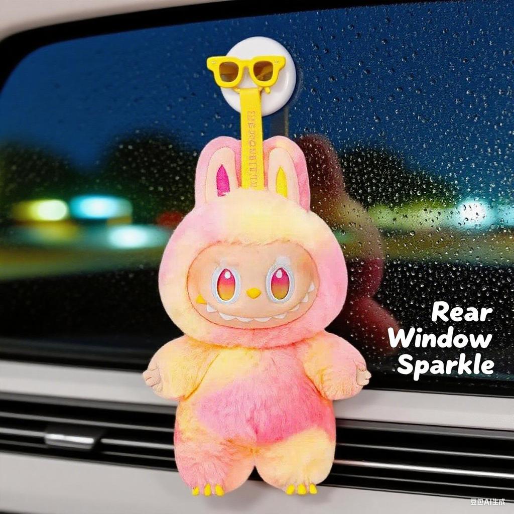 Cute Car Accessories | New Labubu Plush Doll Car Accessories Rearview Mirror / Dashboard Decoration Interior Goodies
