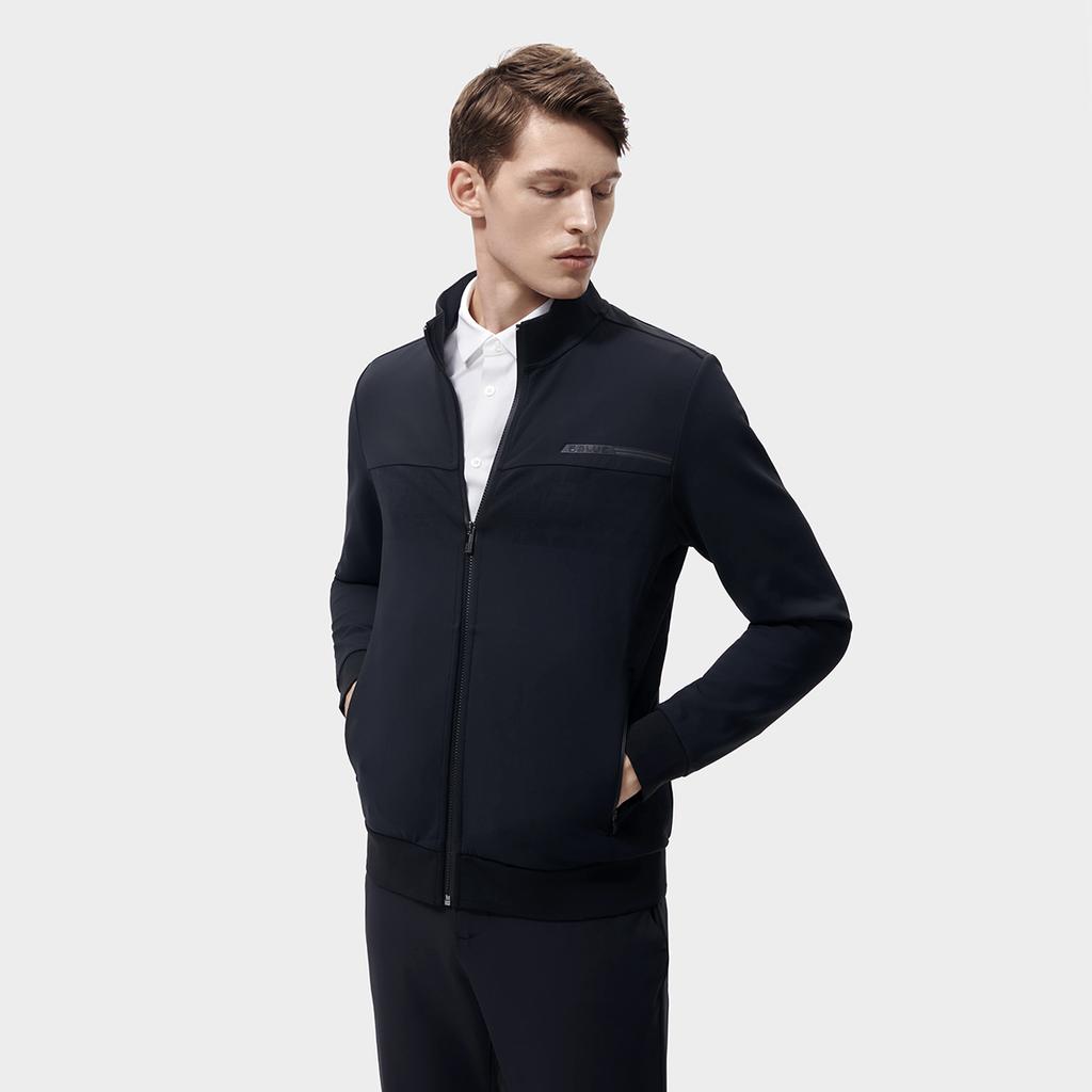 FILA Solid Color Stand Collar Zip Jacket Men jackets Black F11M312501F-BK