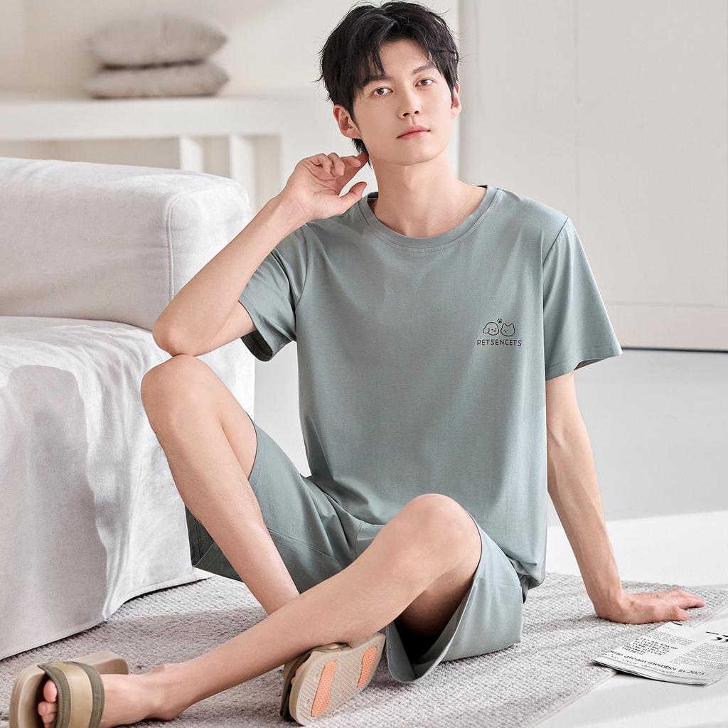 Men's Modal Summer Pajama Set: Short Sleeve & Shorts, Casual Plus Size Homewear