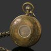 Orologio da tasca meccanico da uomo retrò con volano e fasi lunari in rame massiccio, orologio a carica manuale vintage nostalgico, orologio da tasca meccanico a doppia cassa
