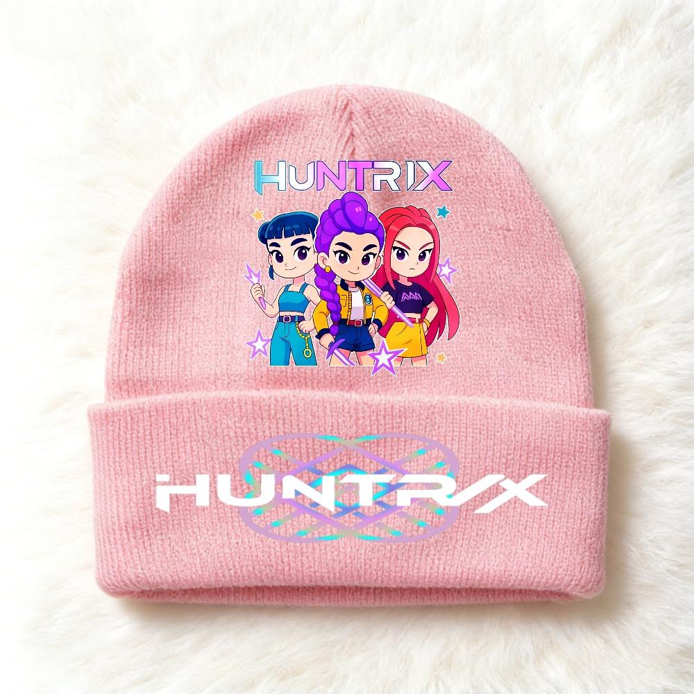 KPOP Demon Hunters Cute And Charming Cartoon Printed Children Knit Beanie Warm Cold Season Cap Girls Outdoor Sports Birth Date Present Accessories