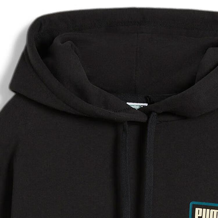 Puma Downtown Oversized Hoodie Letter Print Vintage Comfortable Versatile Sweatshirt Women Hoodies Black 629066-01