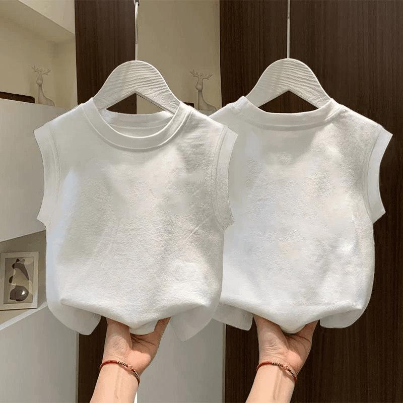 Kids' Trendy Loose White Sleeveless Summer Vest 2026