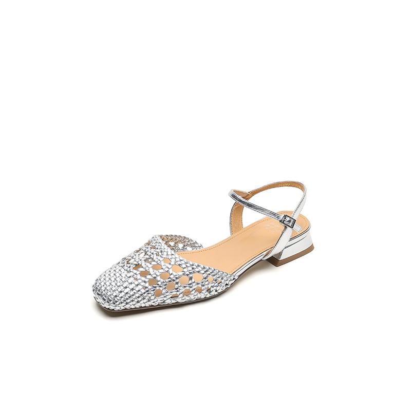 Fashion New Summer Sandals Women Shoes Square Toe Sandals for Women Fashion Hollow Out Handmade Sandals Shoes Low Heel Casual Shoes