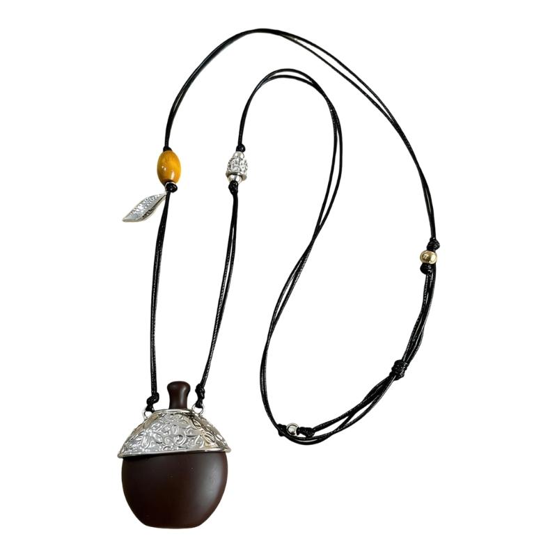 Элегантное Деревянное Геометрическое Подвесное Ожерелье в Новом Китайском Стиле Для Женщин Модные Украшения коричневый