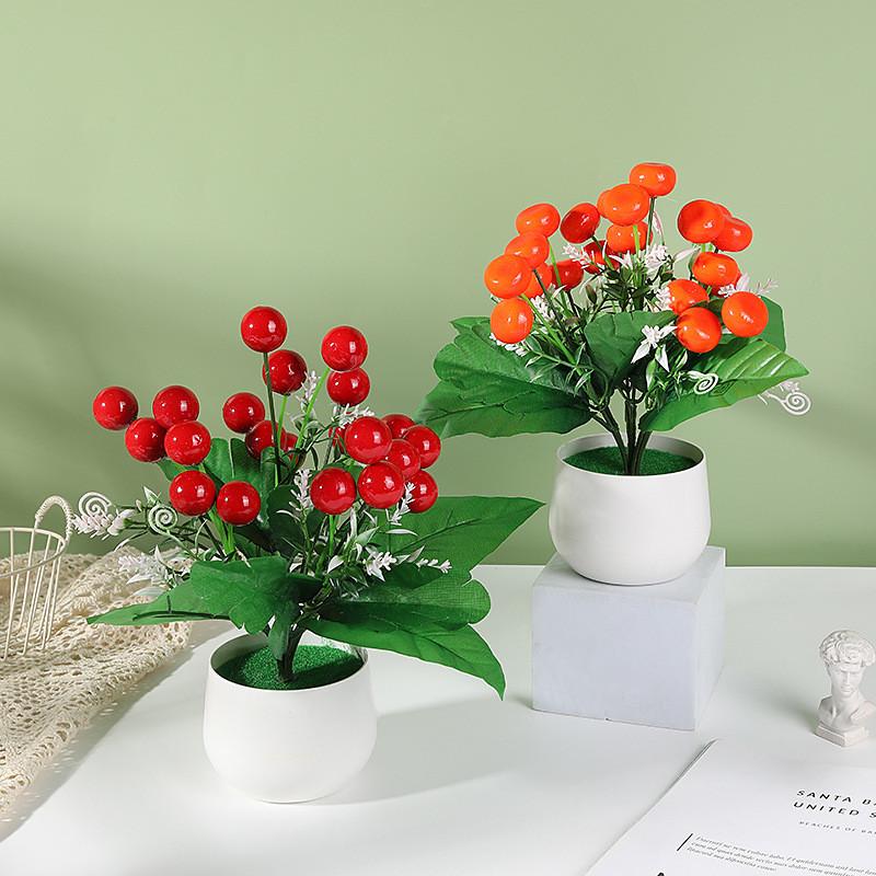Strawberry Simulate Apple Orange Peach Pomegranate Fruit Tree Potted Plants