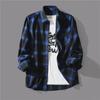 Men's Black and White Plaid Shirt - Korean Style, Trendy, Casual Long-Sleeve for Spring/Autumn