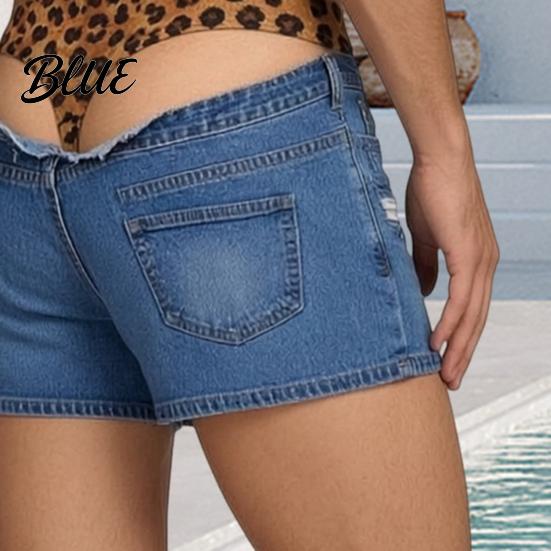 Mens Funny Swim Shorts Men Hairy Booty Shorts Leopard Print Thong Fake Denim Gag Gifts for Birthdays 3D Illusion Beach Trunks Summer Pool Party,