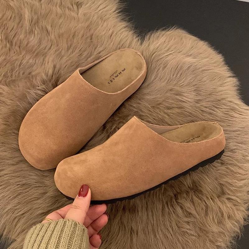 Módní dámské boty ve výprodeji Nové dámské pantofle s řemínky na zipy Jarní semišové jednobarevné venkovní ležérní pohodlné pantofle pro větší velikosti