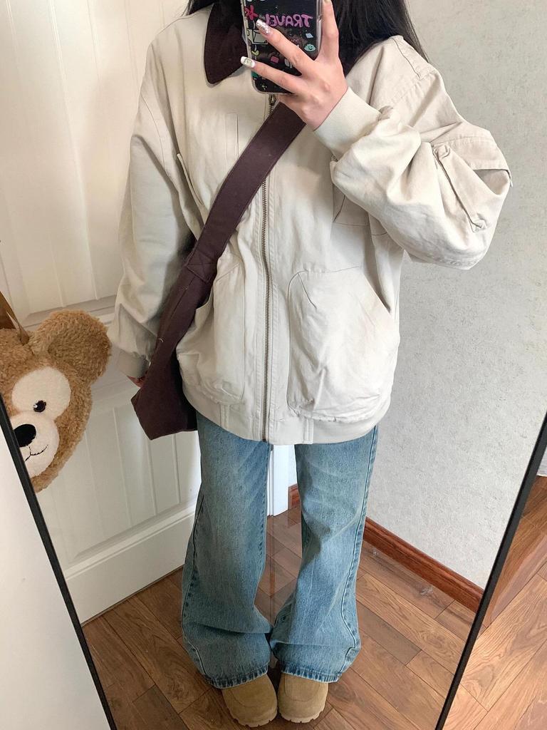 Women's Retro Lapel Workwear Jacket - Versatile & Loose Fit, New for Autumn 2025
