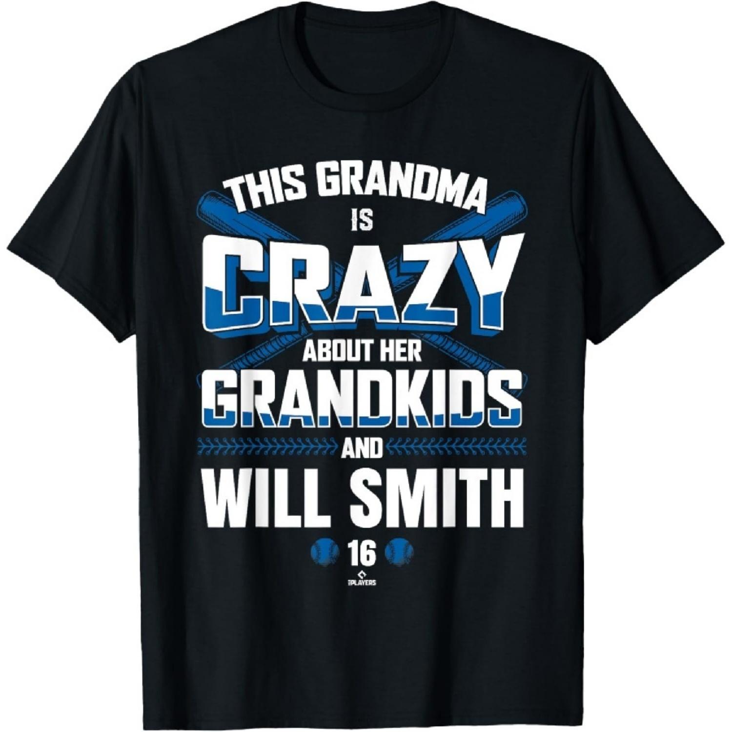 Grandma Crazy for Will Smith Los Angeles Baseball MLBPA T-Shirt1 S