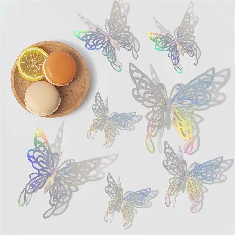 12/24/48pcs 3D Butterfly Wall Decor Wall Sticker, Gold Butterfly Decorations for Butterfly Birthday Party Cake Room Decorations