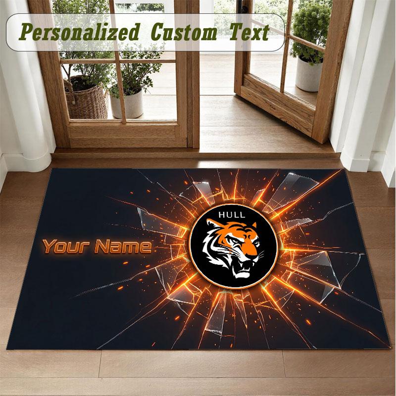 Crystal Velvet Square Rug Custom NameHull City Pattern Non Slip Home Floor Decor Rug