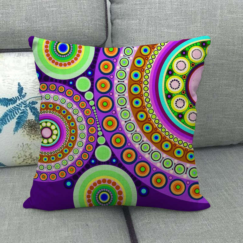 Circular Geometric Pattern Digital Printing Short Plush Pillow Covers For Car Sofa Office Cushion Cover Home Goods