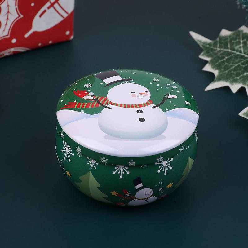 1Pcs Christmas Metal Tin Jars Coffee Tea Spice Candy Jewelry Storage Case Candle Making Containers Decorations Boxes