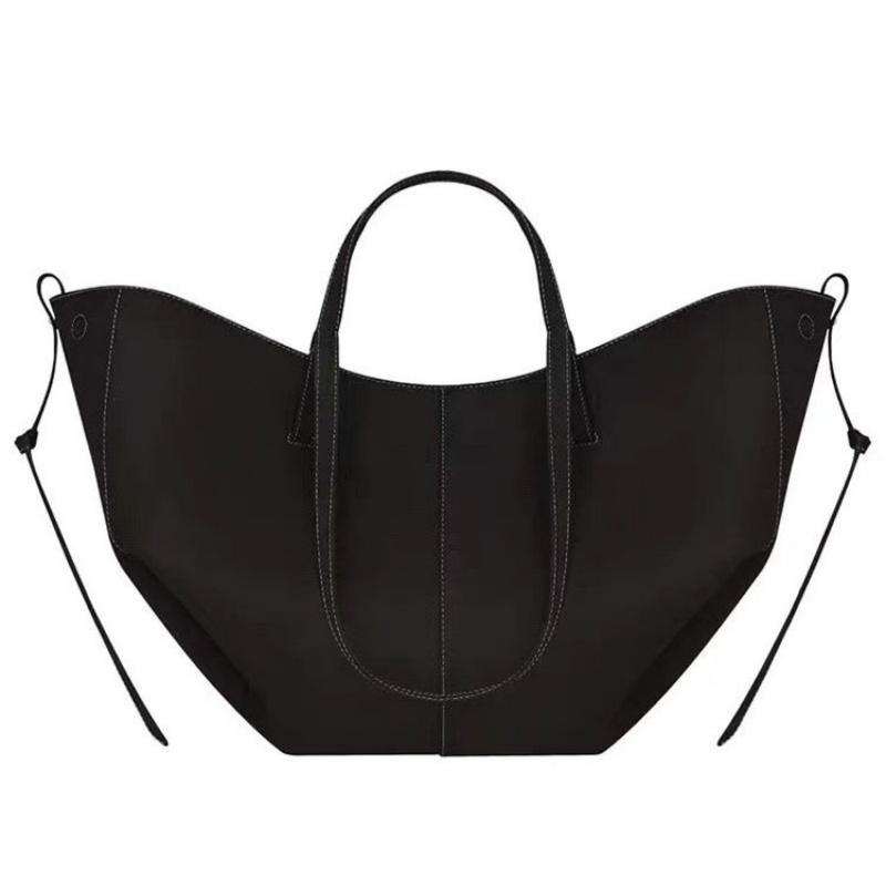 Large Capacity Cowhide Tote Bag Urban Minimalist Style Leather Underarm Bag Versatile Shoulder Crossbody Bag Trendy Bucket Bag