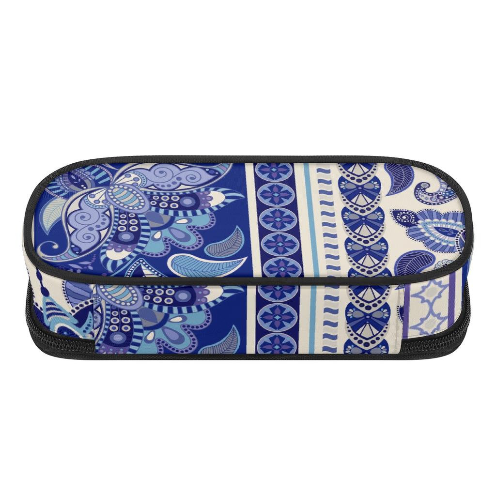 Pen Case Multi Compartment Durable 300D Polyester Easy Open Zipper with Mesh Pocket Removable Divider and Pen Slots for Students