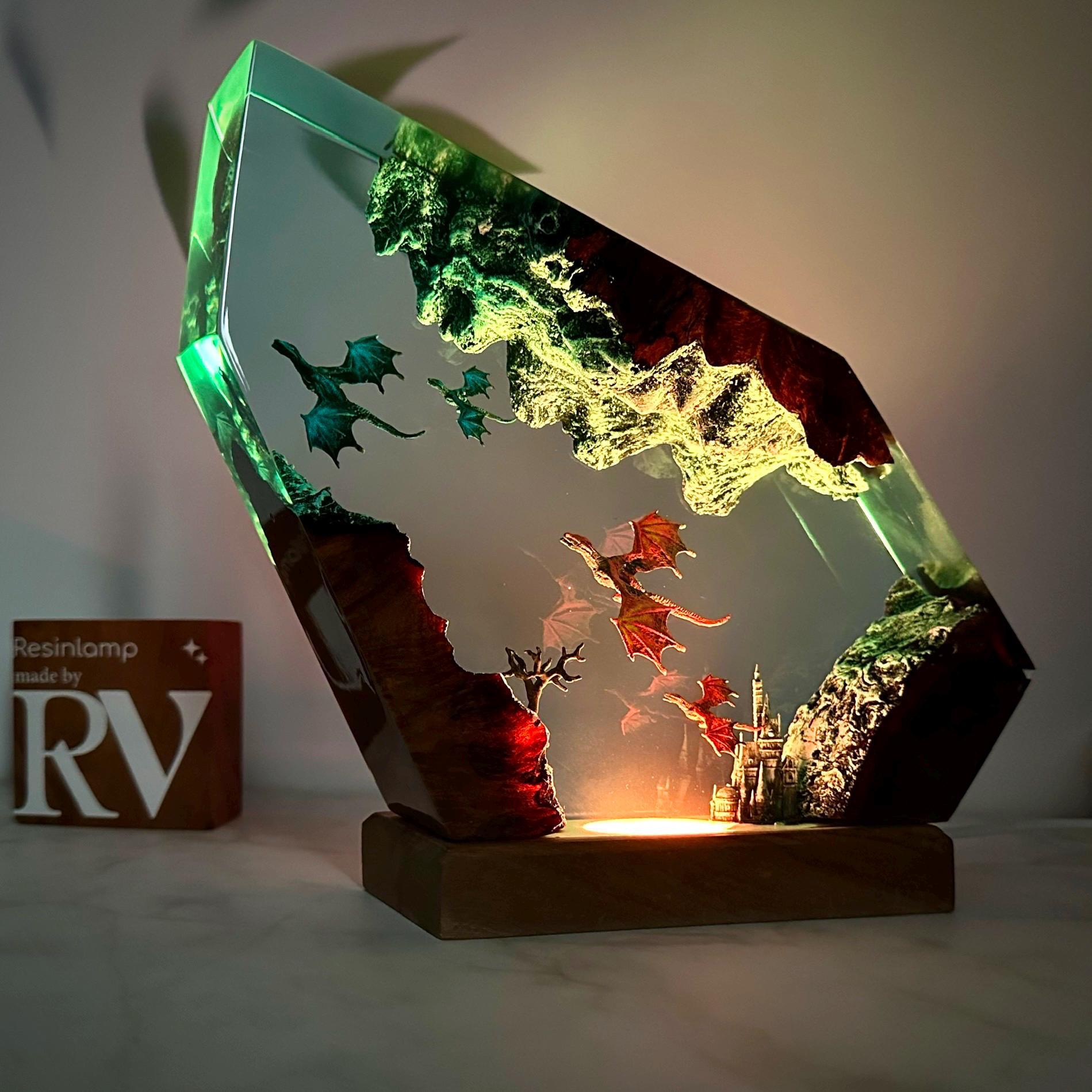 Ocean Style Orca Diver Theme Resin Wood Lamp Night Light Ornament Dual-use Christmas Creative Holiday Birthday Gift 6*4inch(15.24*10.16cm)