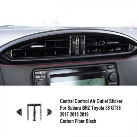 3pcs Bright Carbon Fiber Car Center AC Air Vent Cover For Toyota 86 2017-