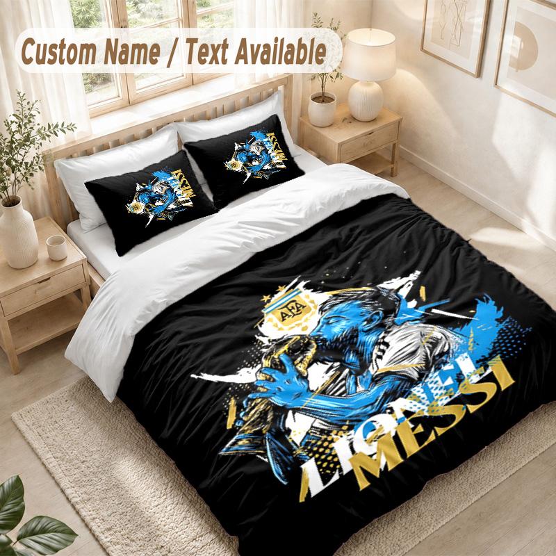 Messi Bedding Set, 1 Duvet Cover & 2 Pillowcases Soft Comfortable Bedroom Home Textile Decor