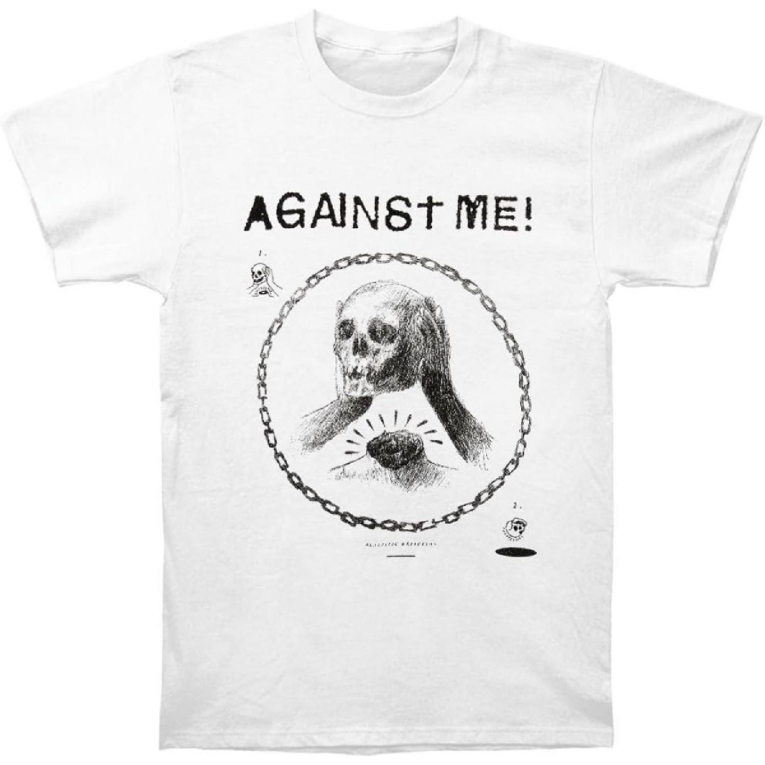 Against Me! -Skullhead Drawing T-Shirt Size XL S