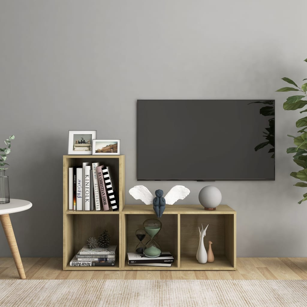 TV Cabinets (2 pcs) Sonoma Oak 72 x 35 x 36.5 cm Engineered Wood