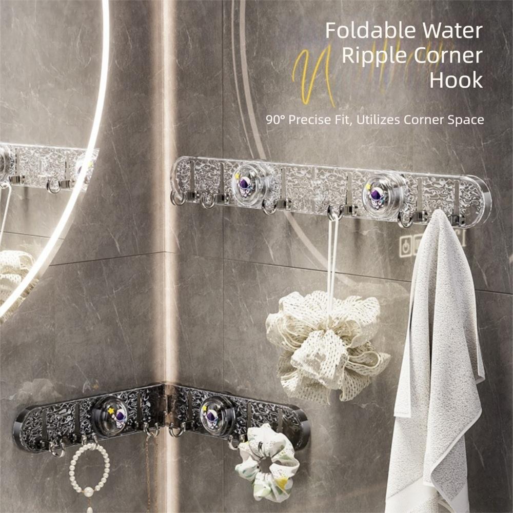 Folding Suction Cup Row Hook 6 Hooks Punch-Free Bathroom Towel Rack Corrugated Row Hook Strong Load-Bearing