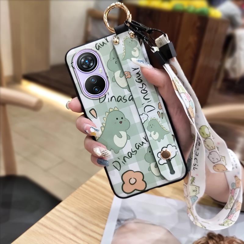 Fashion Design Kickstand Phone Case For Blackview A200 Pro Back Cover Dirt-resistant Wristband Anti-dust Cartoon Lanyard