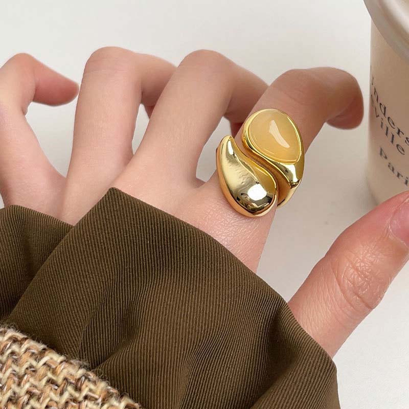 Exaggerated Irregular Water Drop Open Rings for Women Men Minimalist Transparent Crystal Chunky Finger Ring Jewelry Gifts
