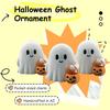 Halloween Ghost Pumpkin Statue, 3D Printed Glow In the Dark Figurine, Cute Mini Trick or Treat Candy Bucket Ornament for Desktop