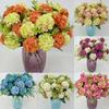 Artificial 10 Heads Hydrangea Fake Silk Flowers Bouquet Bunch Wedding Decor Home