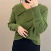 Plus Size Women's Gentle Style Knit Top with Sailor Collar - Autumn/Winter Long Sleeve Solid Color