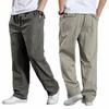 Men's Business Cotton Loose Linen Bottoms, Sweat-absorbent, Thin, Breathable, Straight-leg, Casual Pants, M-6XL