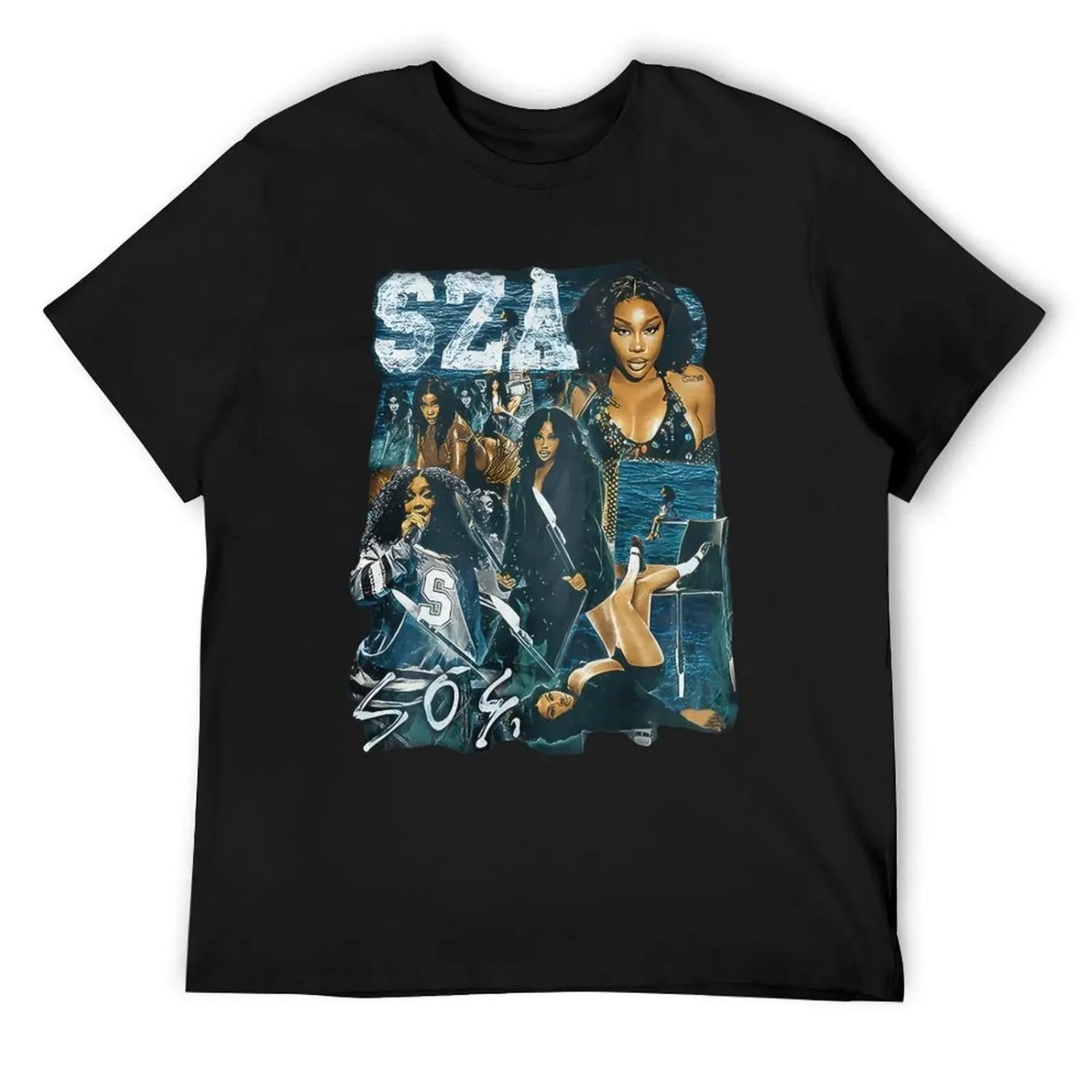 Vintage Sza Sos T-Shirt cotton graphic tees man t shirt valentines boutique clothes funny t shirts for men XXXXXL чёрный