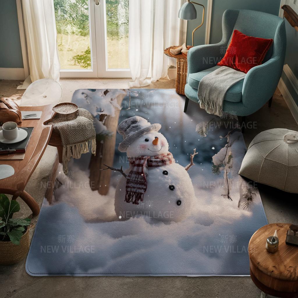 House Entrance Carpet Home Door Mat Living Room Bath Foot Bathroom Non-slip Water Absorption Rugs Bath Merry Christmas Winter