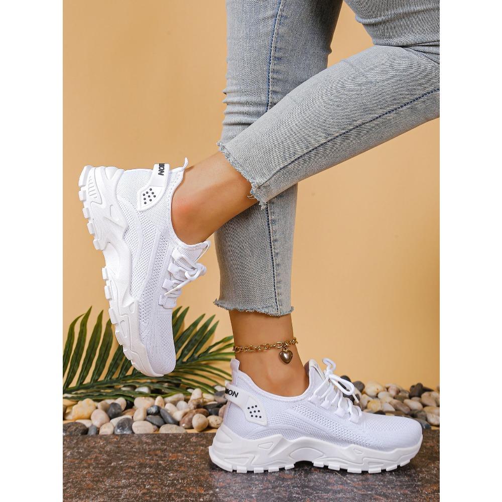 Women's Summer Breathable Flyknit Mesh Shoes, Fashion Versatile Casual Athletic Flats for Women