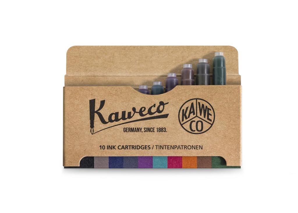 Kaweco Fountain Pen Ink 10 with Short Standard Cartridges for Fountain Pens Fountain Pen Ink Cartridge Set Ink Set Cartridges, 10-Pack, Colors,