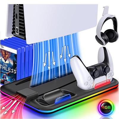 3 Mode Led Cooling Fan Charging Dock For PS5 Stand 2 Controller Charging Dock for Sony Playstation 5 Disc/Digital RGB Cool Light