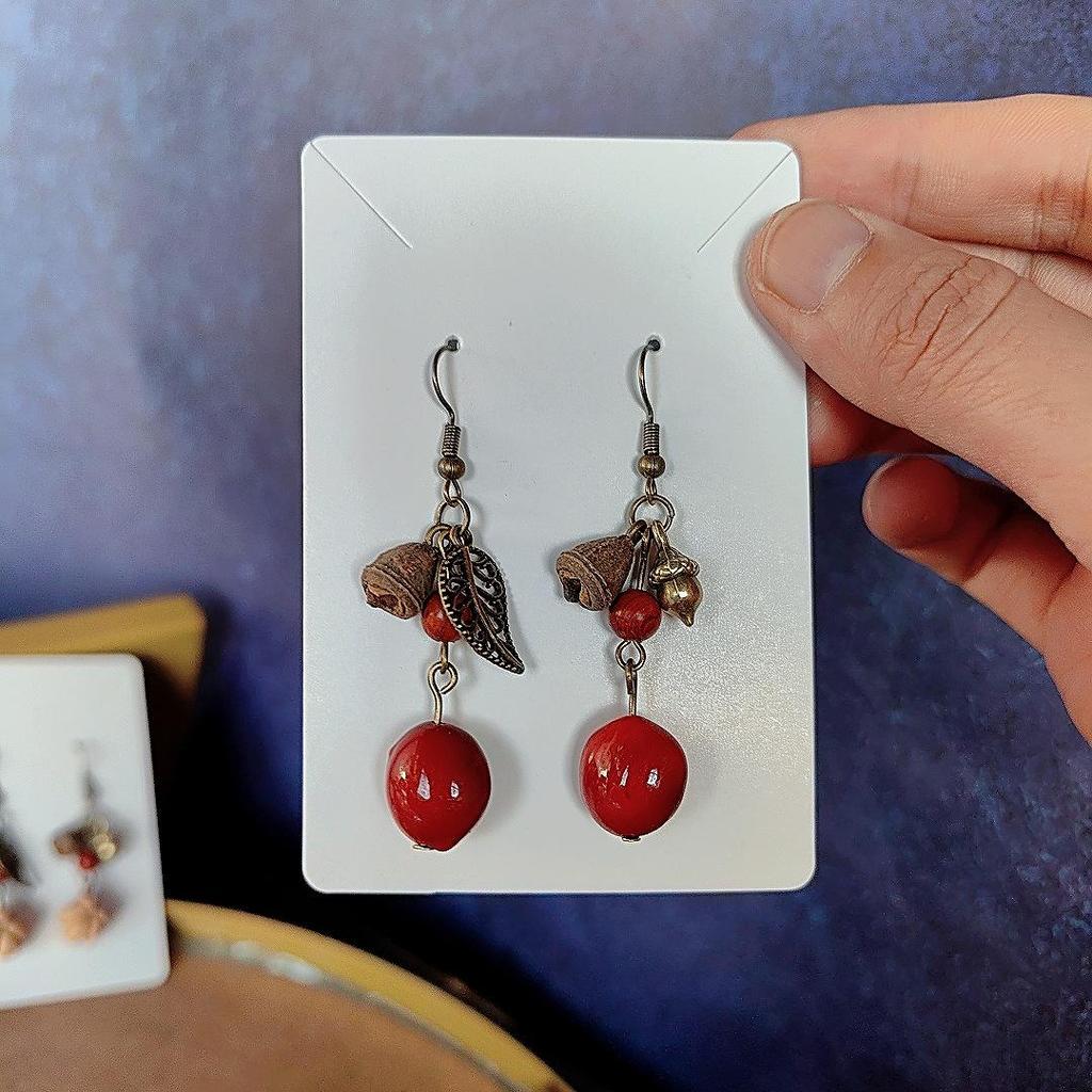 Yunnan Handmade Mori Style Herbal Fruit Earrings – Ethnic, Creative, Fun Jewelry for Women