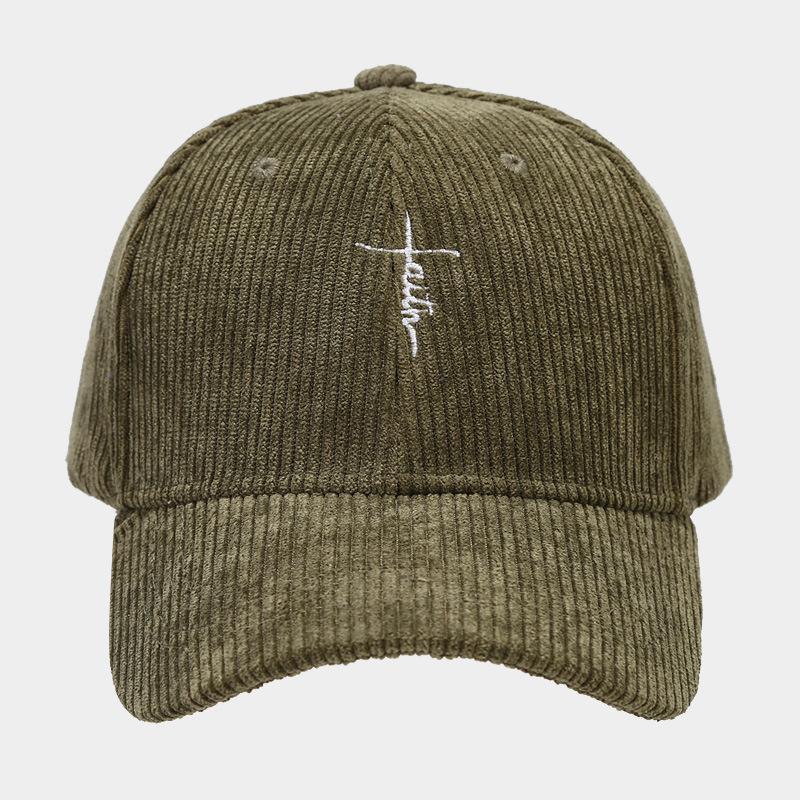 European and American fashion personalized small letter embroidered corduroy baseball cap spring and autumn new simple trend versatile cap