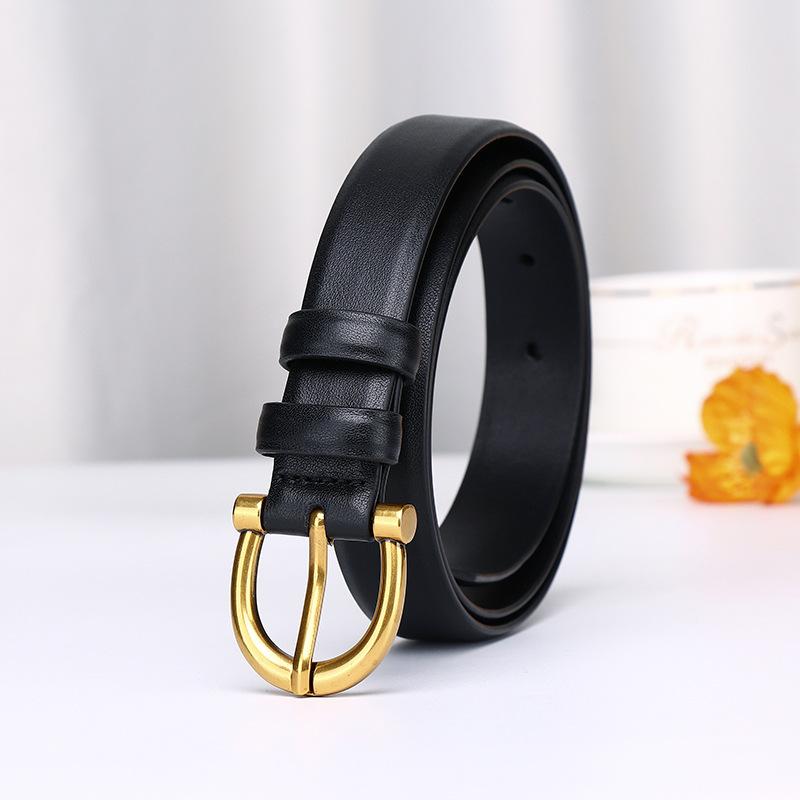 New Minimalist Women'S Belt Leather Fashion Simple Versatile Elegant High Sense First Layer Cowhide Belt Women