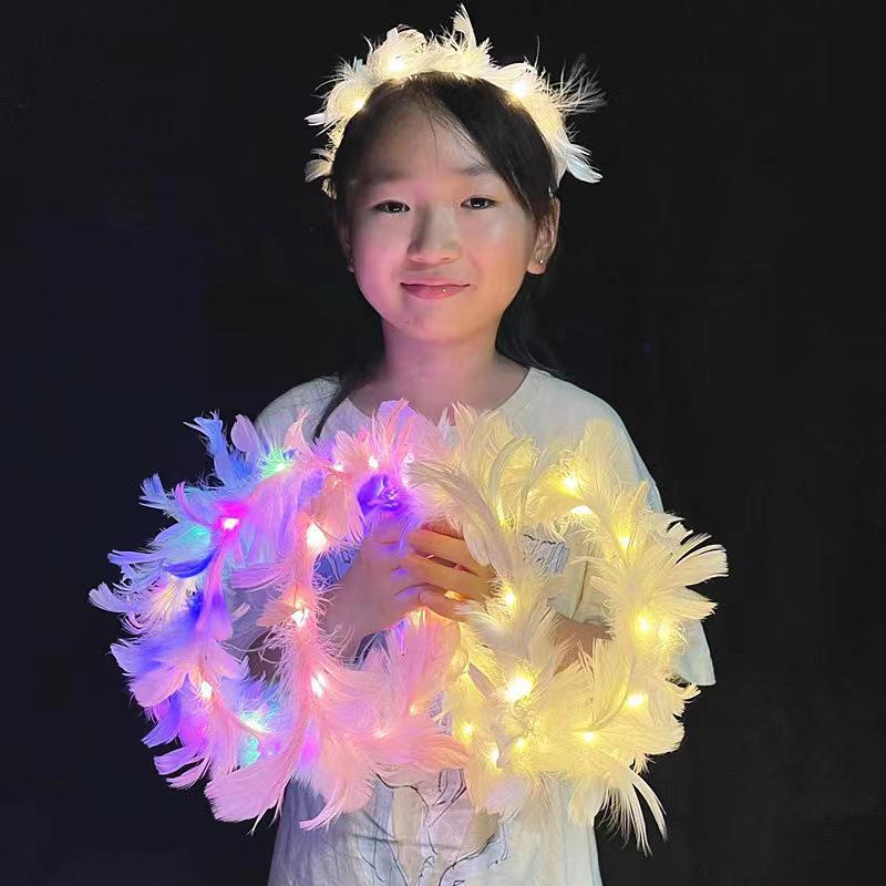 Luminous Feather Bunny Ear Plush Headband Hair Clip - Fun Accessories & Gifts