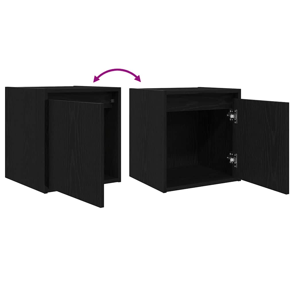 Wall Mounted Nightstand Black 38 X 34 X 40 Cm