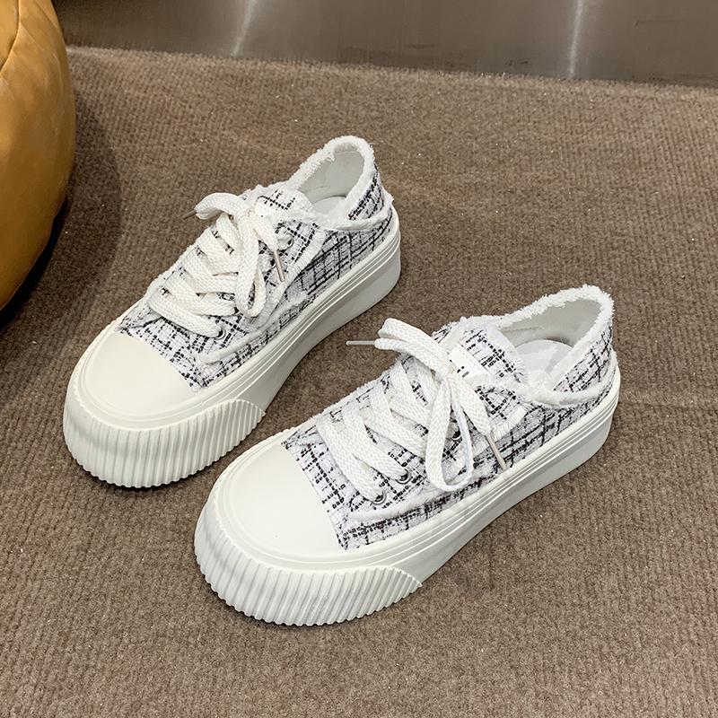 New Fashion Women's Thick Slippers with Baotou Women's Summer Outfit Spring and Autumn Slip-on White Canvas Shoes Zapatos Mujer