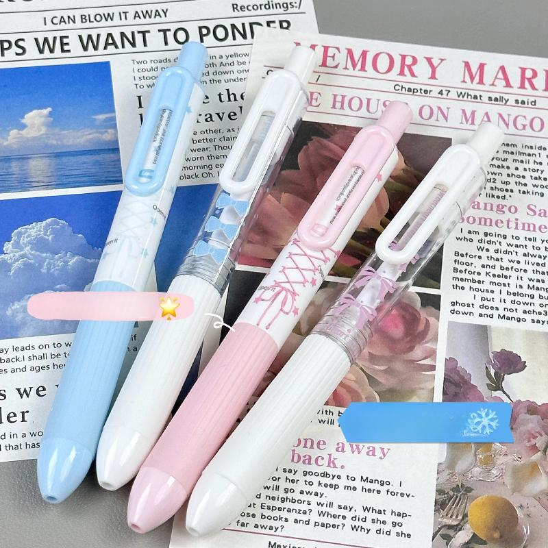 4pcs/set Sweet Ballet Strap Gel Pen 0.5mm Fast Drying Exam Pen for School Kawaii Writing Supplies for Girls INS Korean Study Pen