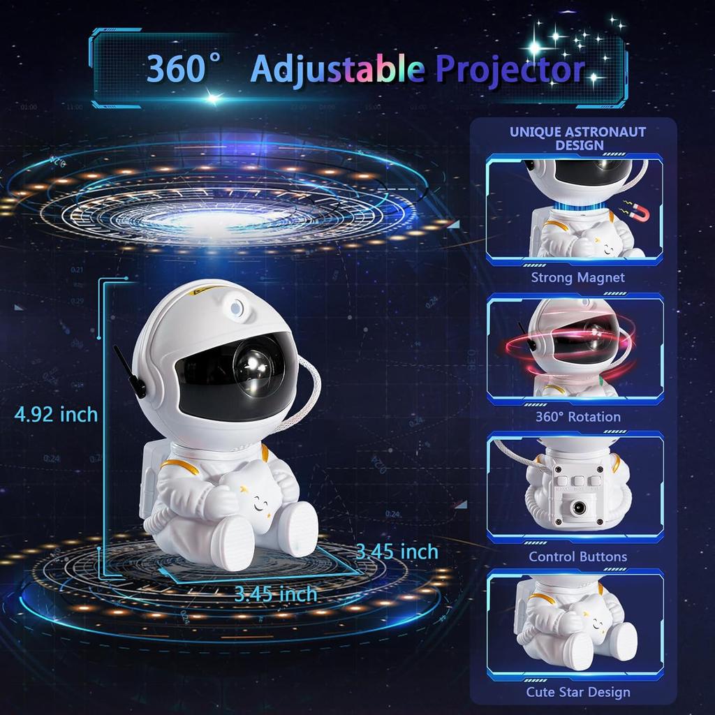 Astronaut Galaxy Projector, Star Projector Galaxy Light, Night Light for Kids, Nebula Ceiling LED Lamp, Room Decor, with Timer