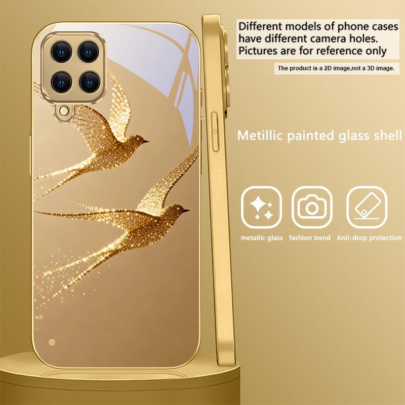 

Золота пташка, що летить Для Samsung A 01 52S A04 A05S A10 A12 A13 22 23 24 36 42 M02 Note 10 20Ultra 8 9 Золотий скляний чохол для телефону Galaxy Note8
