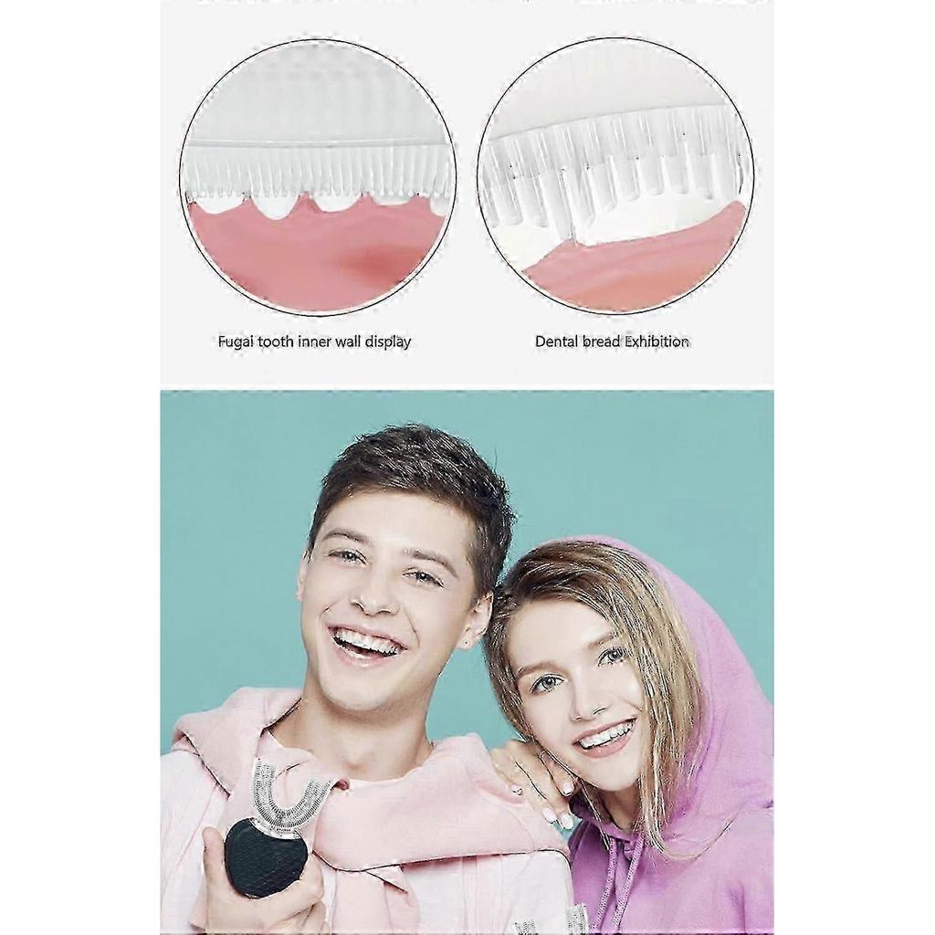 Spazzolino Elettrico Ultrasonico, Spazzolino Automatico a Forma di U per Tutta la Bocca 360 Pulizia Sbiancamento Denti